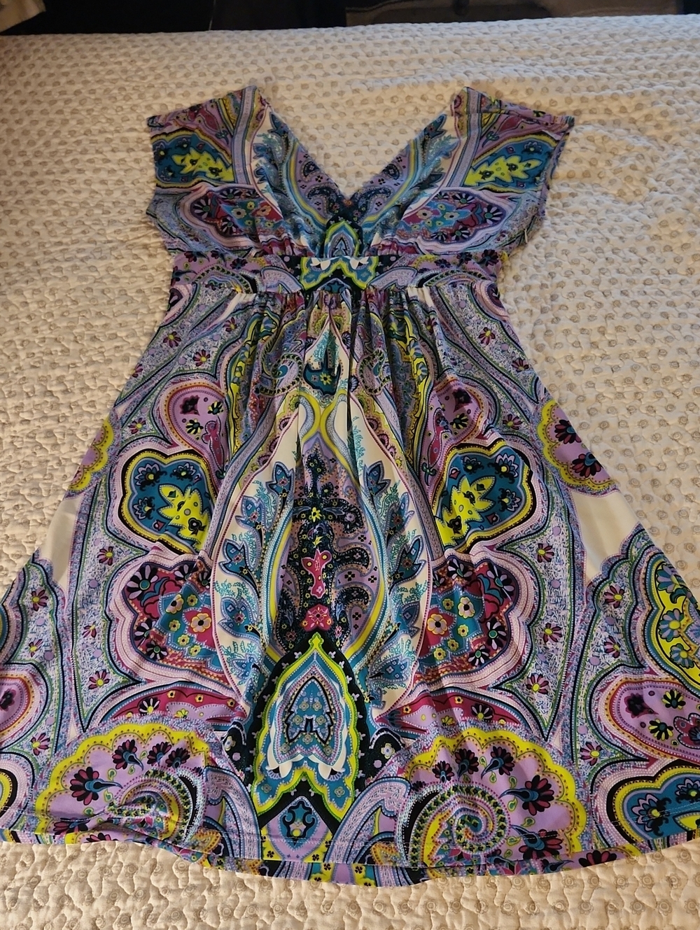 Bright Paisley V-neck Dress